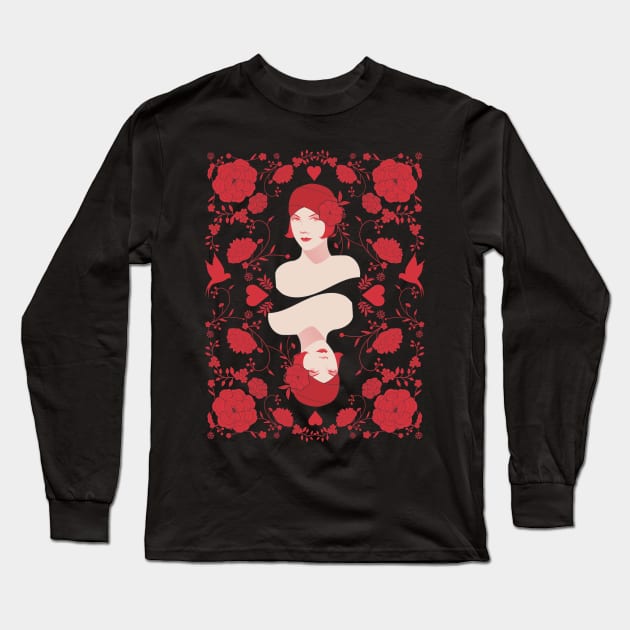 Flapper Lady Long Sleeve T-Shirt by LaInspiratriz